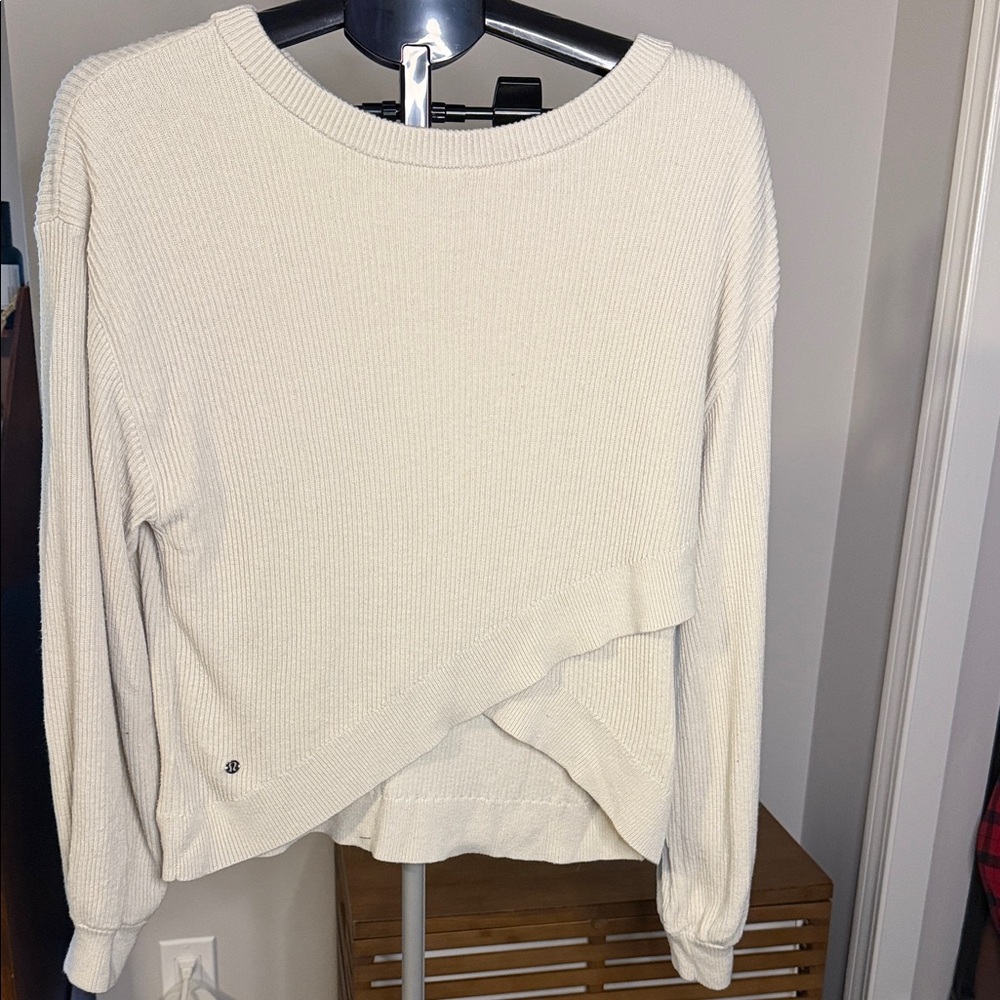 Lululemon Cream Ribbed Asymmetric Hem Sweater